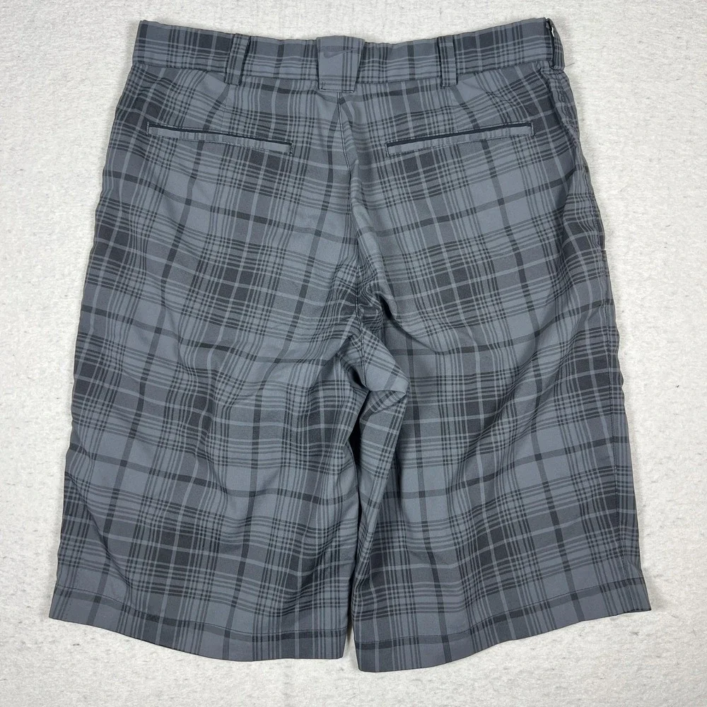 Nike Golf Shorts Mens 30‎ Gray Plaid Stretch Performance Quick Dry Pockets